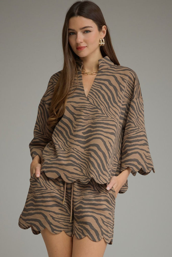 Animal Print ¾ Sleeve Top