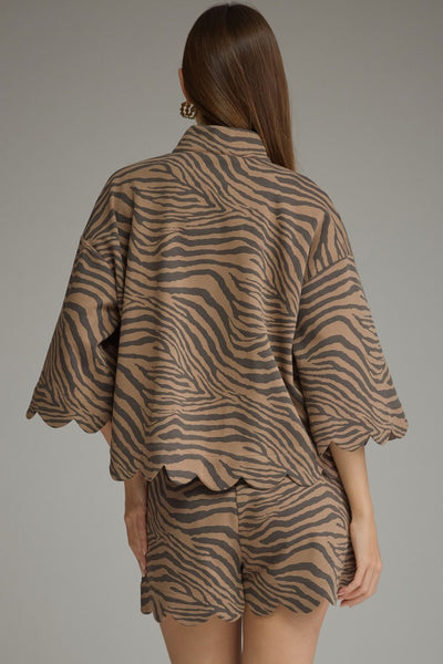 Animal Print ¾ Sleeve Top