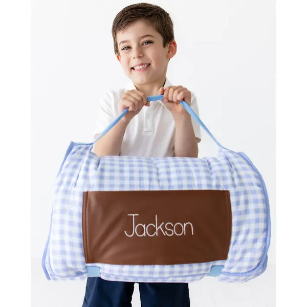 Kids Blue Gingham Nap Mat