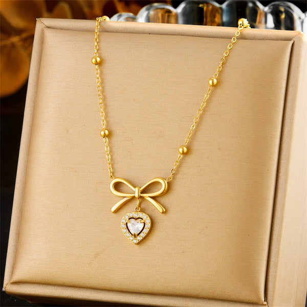 18K Stainless Steel Bow Necklace
