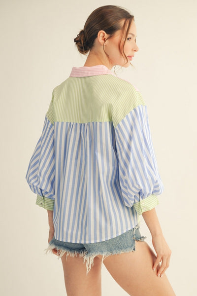 Stripe Mix-Match Button Down Top