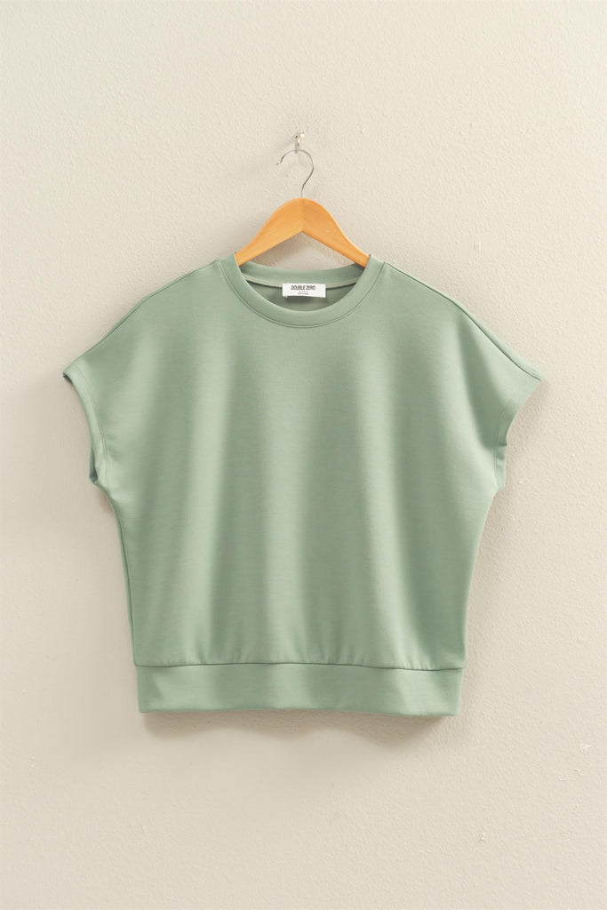 Crew Neck Short Dolman Sleeve Top