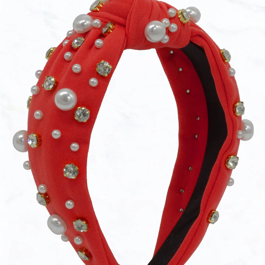 Knotted Headband w/ Pearls & Rhinestones