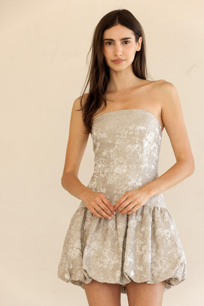 Strapless Floral Bubble Mini Dress