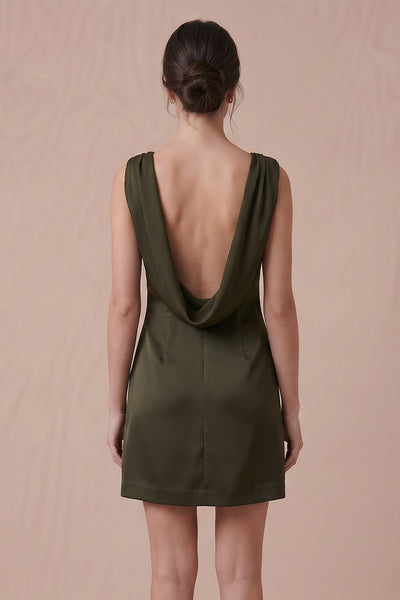 Heavy Satin Back Cowl Mini Dress