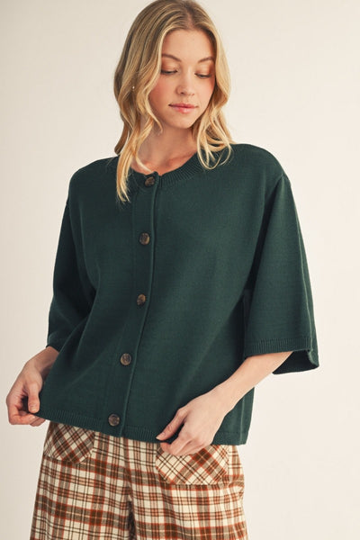 3/4 Sleeve Button Down Sweater Cardigan
