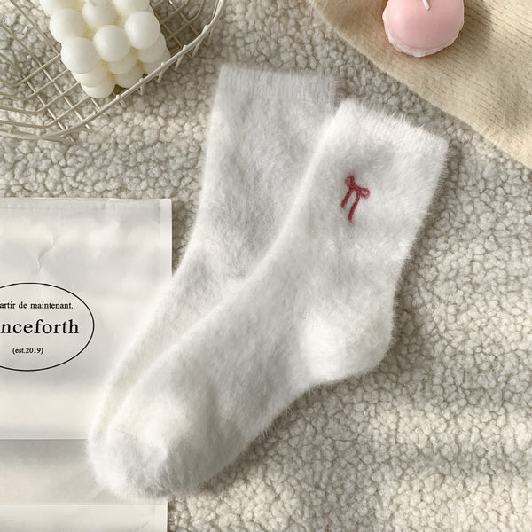 Plush Warm Bow Socks