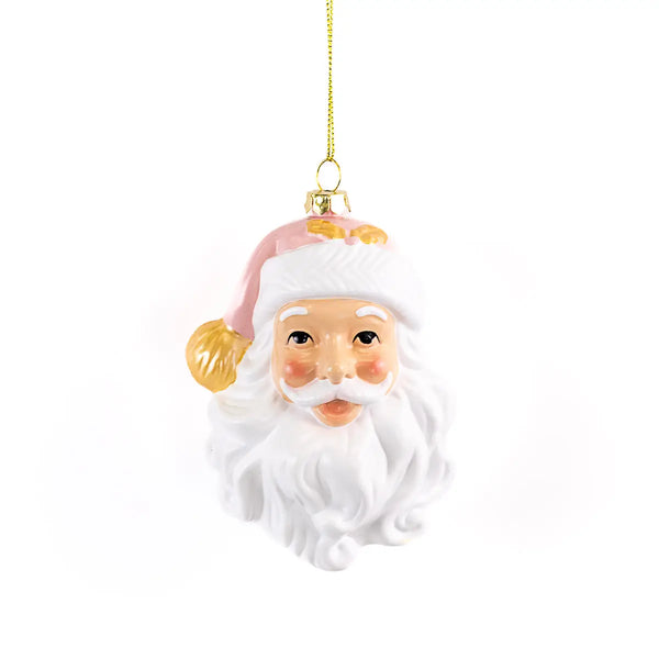 Hohoho Santa Ornament Pink/White