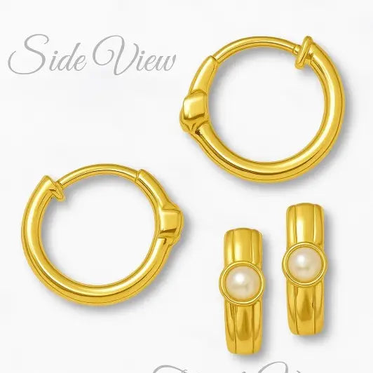 Hoop Earrings with Pearl Accent