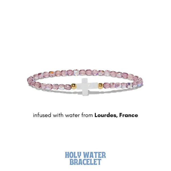 Holy Water Beaded Amethyst Cross Bracelet