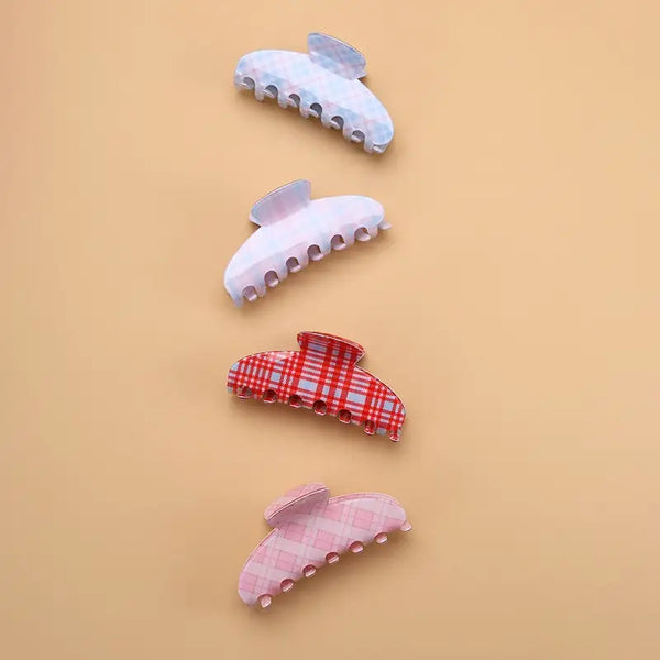 Pastel Plaid & Gingham Hair Claw Clip