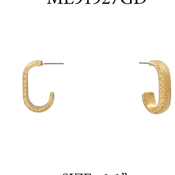 Gold Textured 1" Hoop Earring