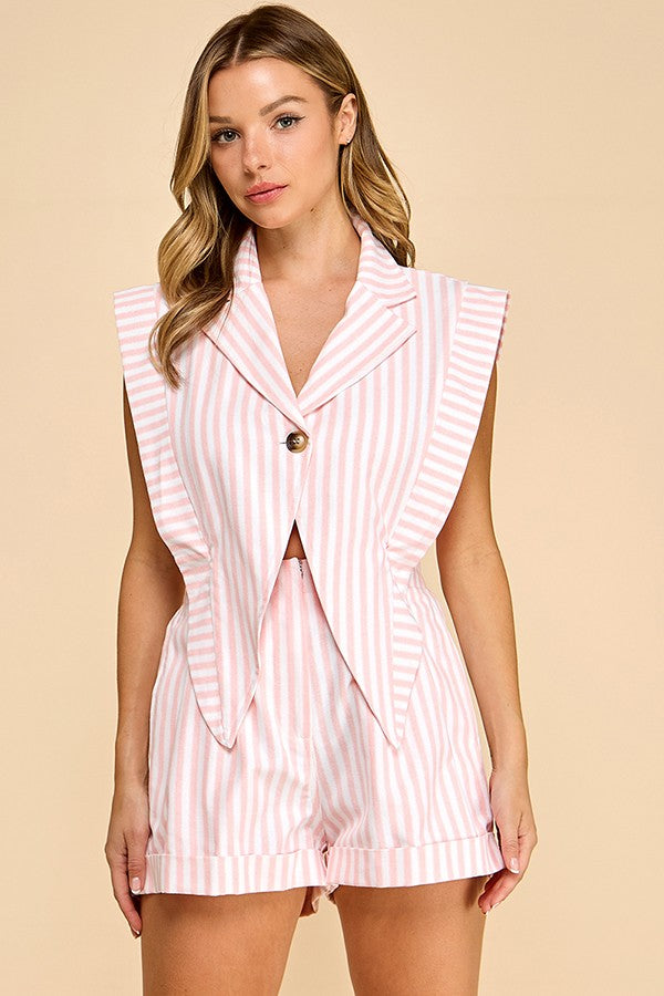 Blazer Style Top W/ Connected Shorts Romper