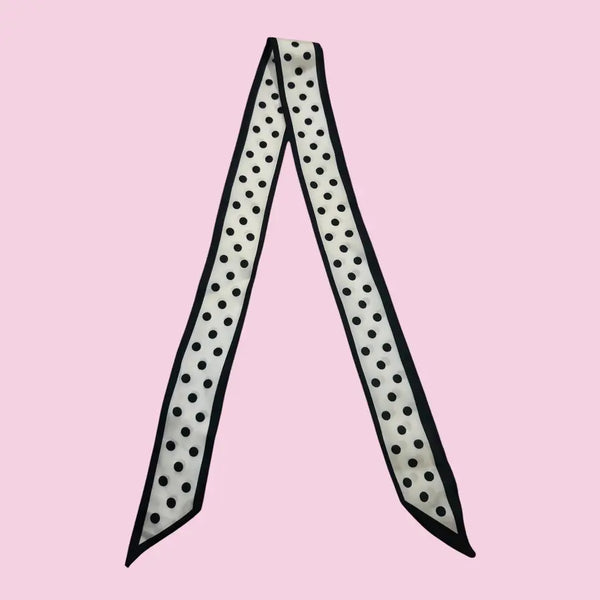 Twilly Scarf- Polka Dot White/Black