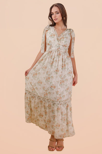 Floral Shoulder Strap Midi Dress