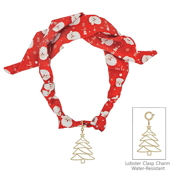 Christmas Santa Printed Silk Knotted Scarf Necklace