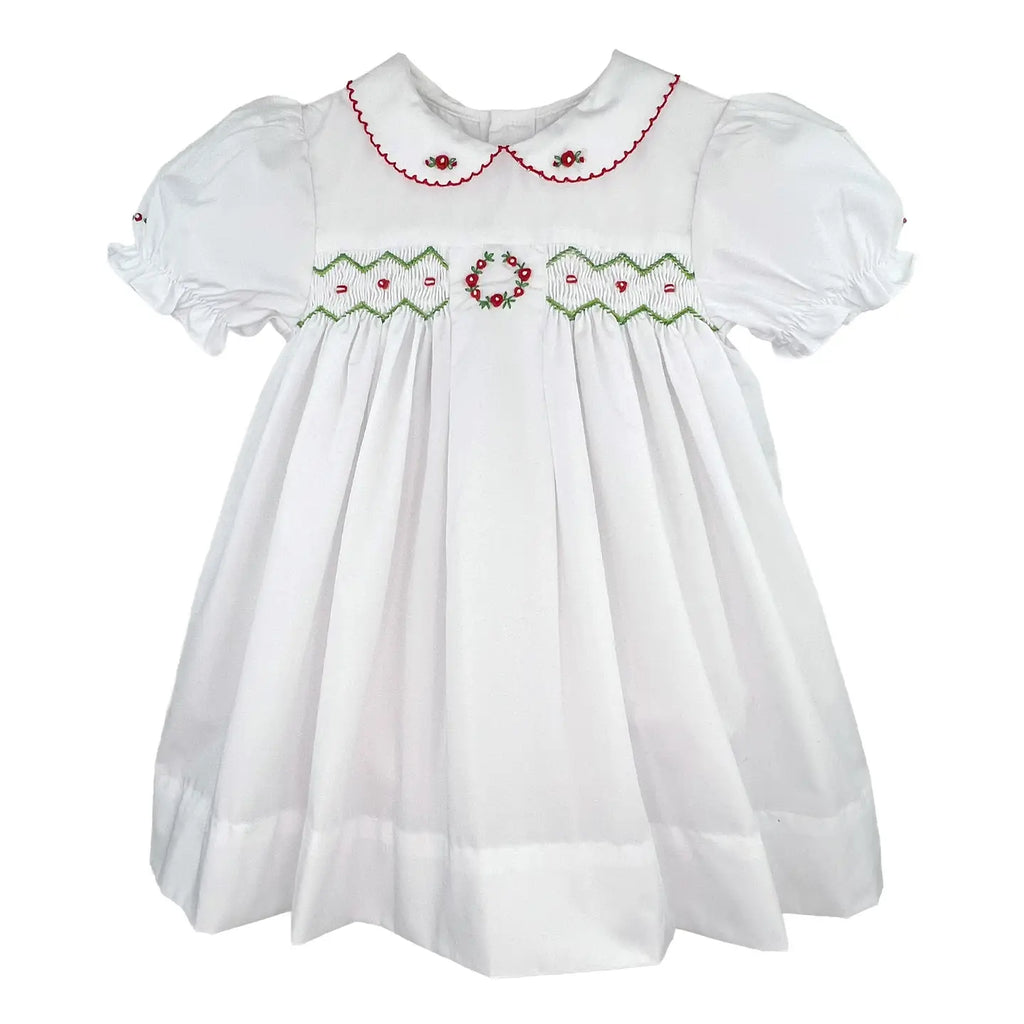 Embroidered Holiday Smocked Dress