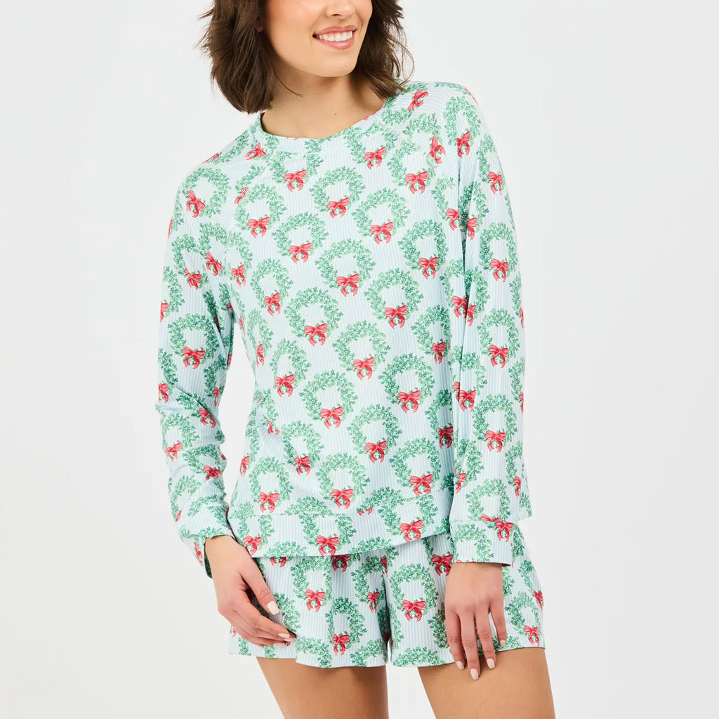 Wreath & Ribbon Pj Shorts Set