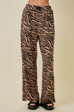Tiger Print Wide Leg Lounge Pants