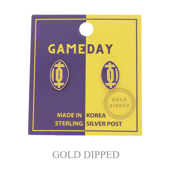 Game Day Gold Plated Football Stud Earrings