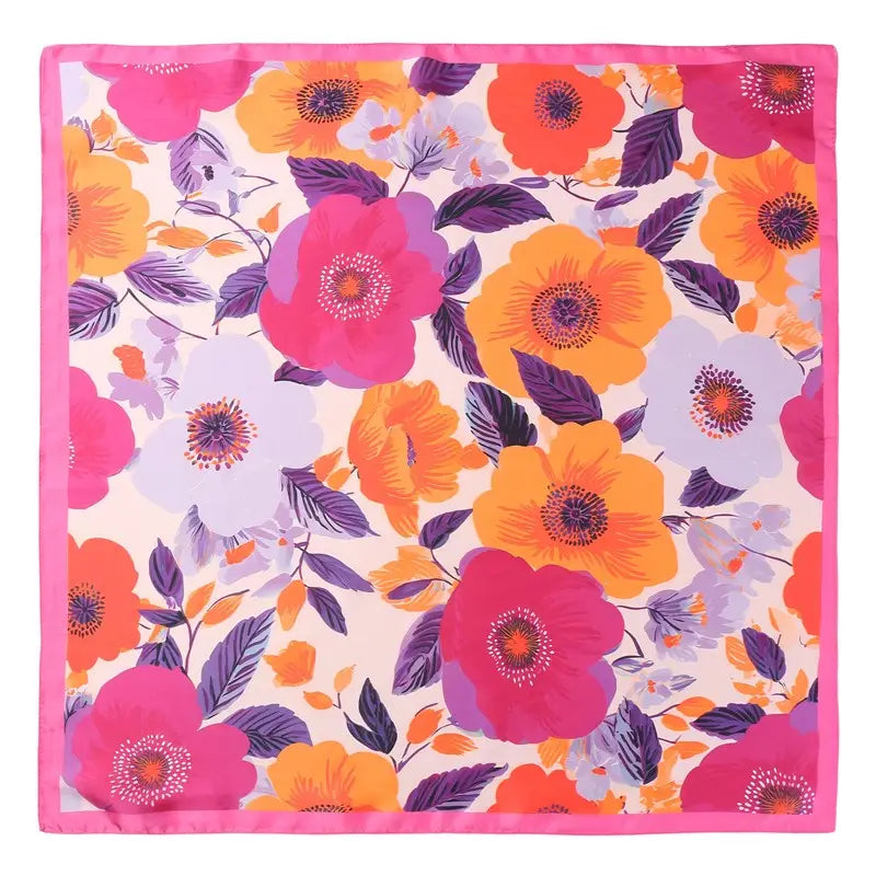 Botanical Retro Floral Silky Feel Bandana Scarf