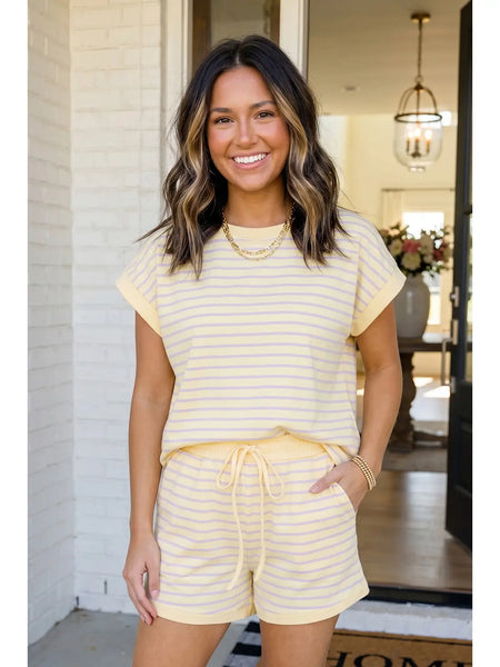 Stripe Relaxed Tee & Short Set
