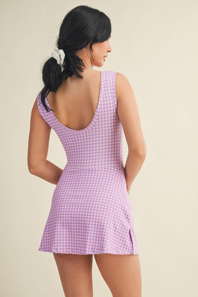 Gingham Sleeveless Wrap Tie Front Dress
