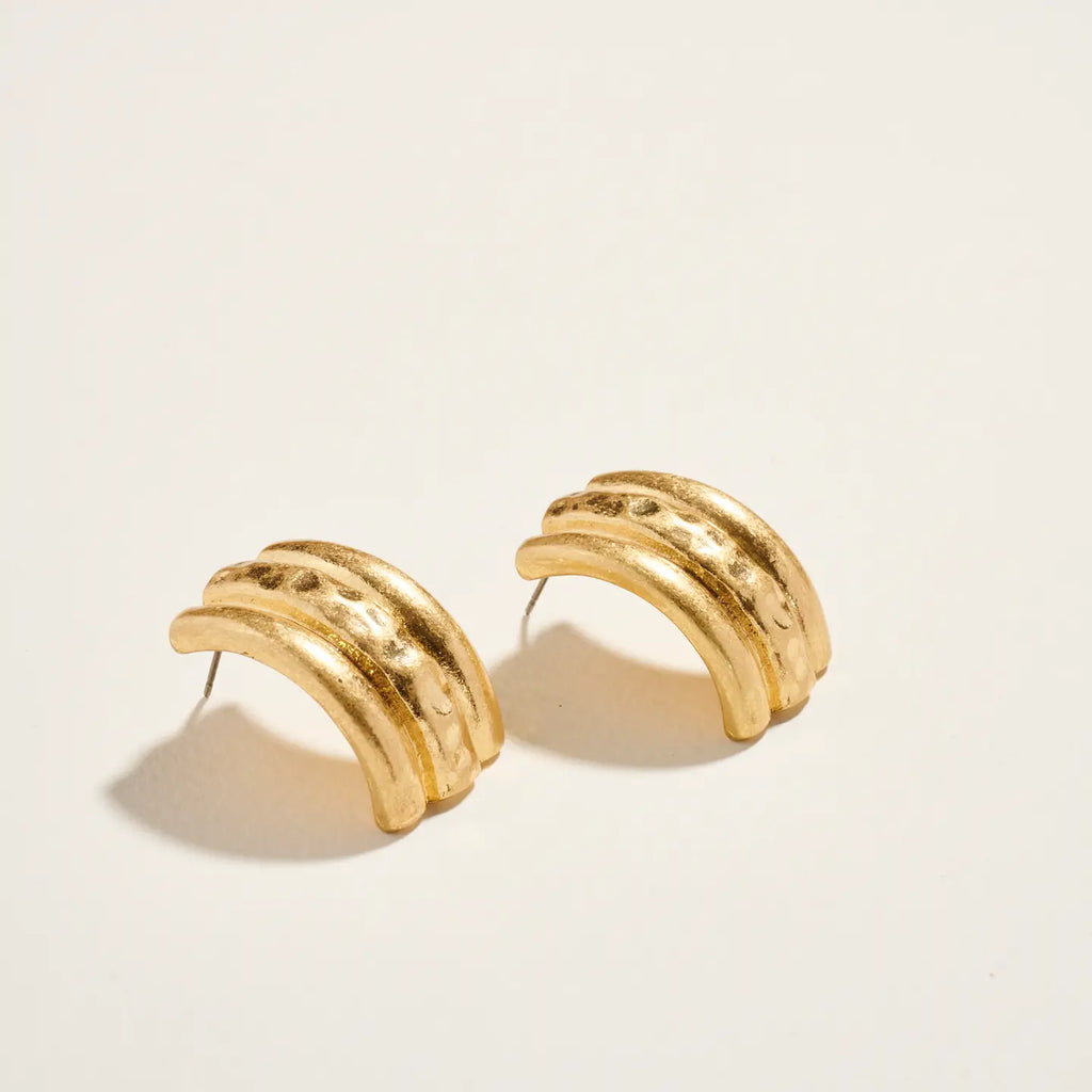 Organic Shaped Vintage Metal Post Earrings