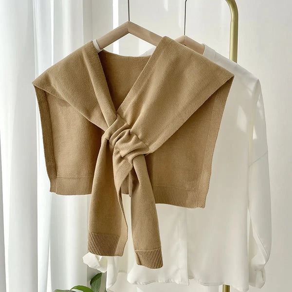Solid Color Knitted Knotted Shawl