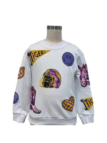 Purple and Gold Sequin Gameday Sweatshirt