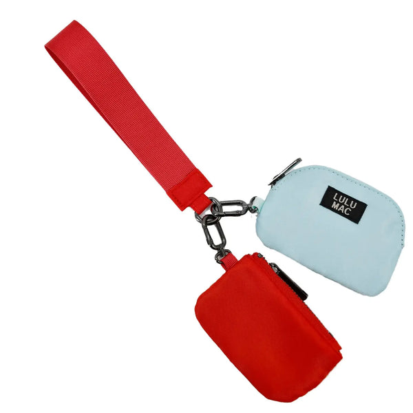 Lulu Mac Red/ Lt Blue Double Pouch Wristlet