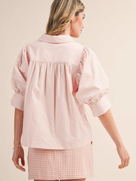 Puff Sleeve Button Down Top