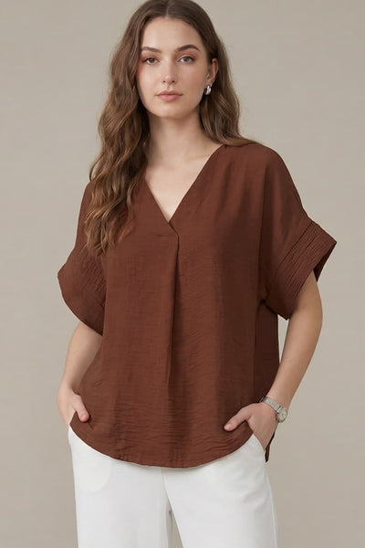 Drop Short Sleeve Woven Top