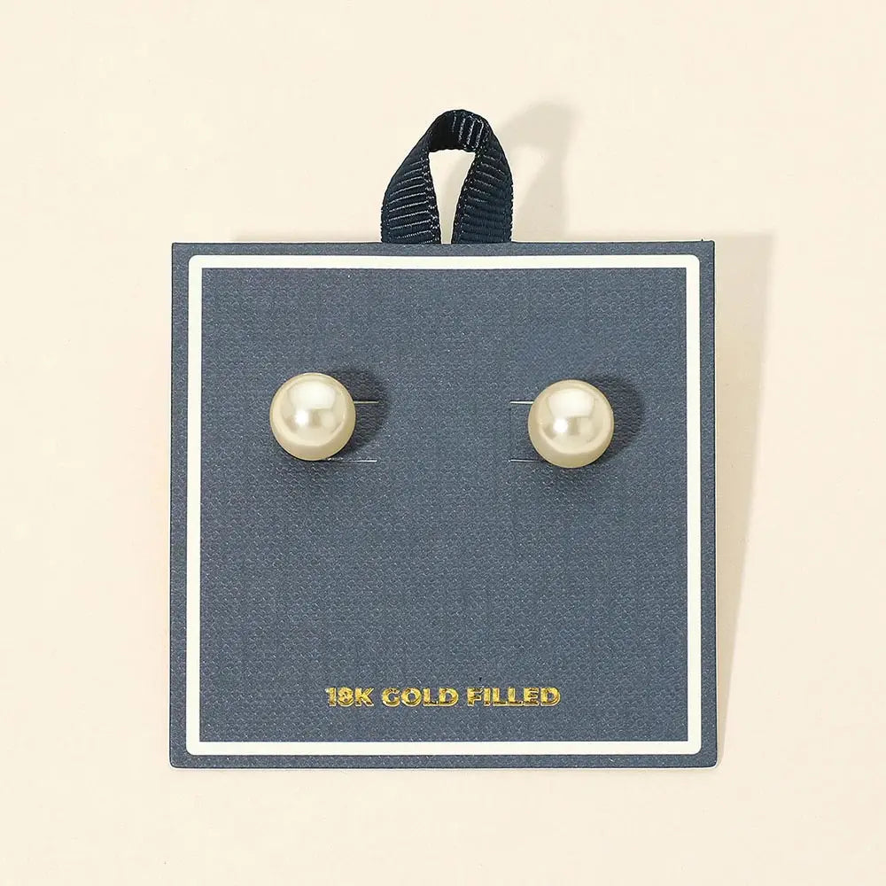 18K Gold Filled Classic Pearl Stud Earrings