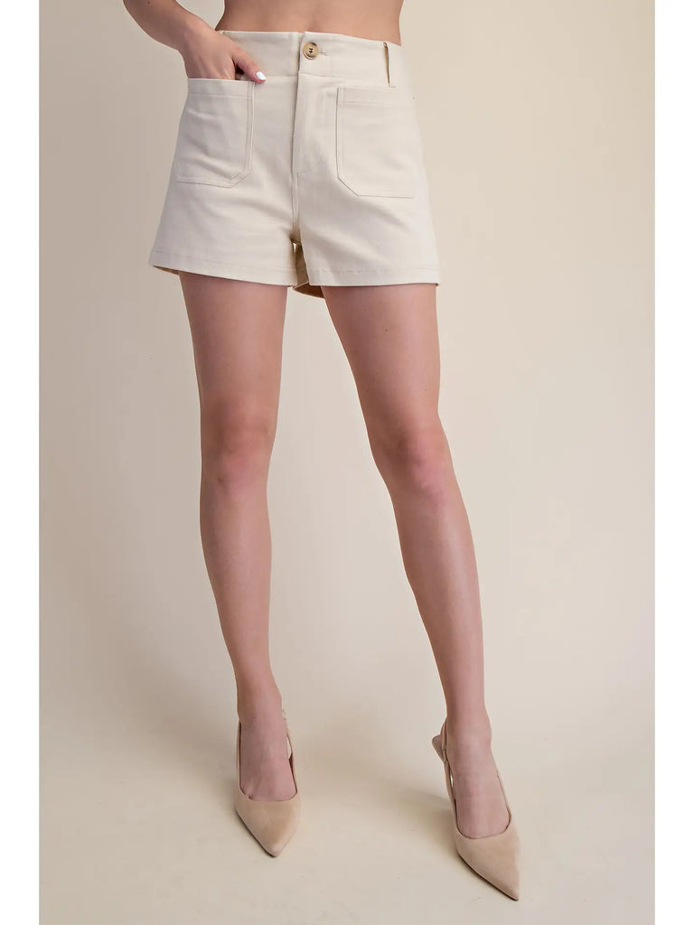 Stretch High Waist Front Pocket Shorts
