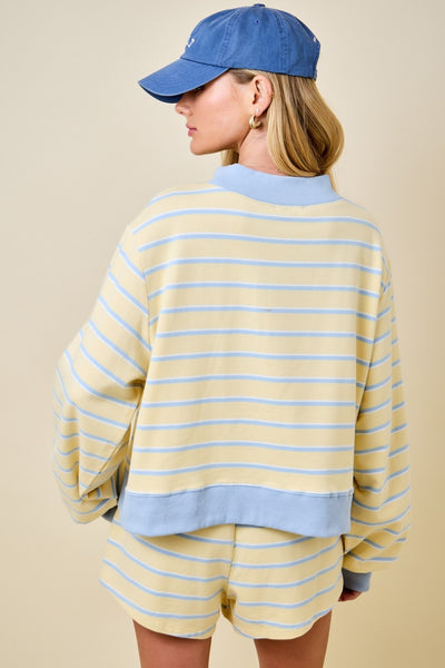 Mock Neck Stripe Sweatshirt Lounge Top