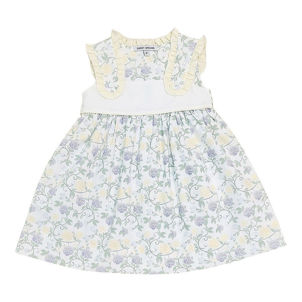 Yellow Ruffle Shoulder Floral Dress