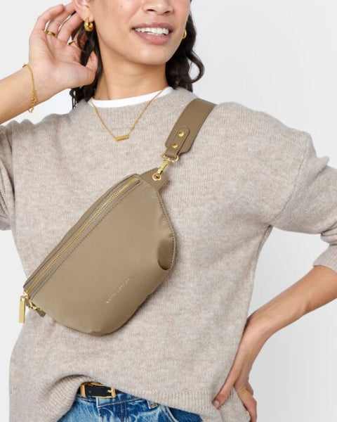 Katie Loxton Taupe Nylon-Luxe Belt Bag