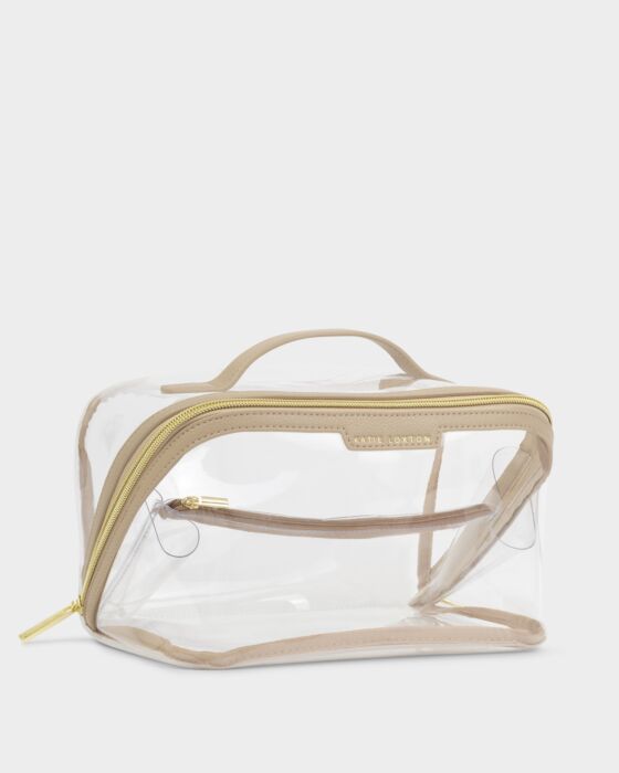 Katie Loxton Light Taupe Large Clear Makeup & Toiletry Bag