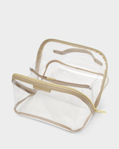 Katie Loxton Light Taupe Large Clear Makeup & Toiletry Bag