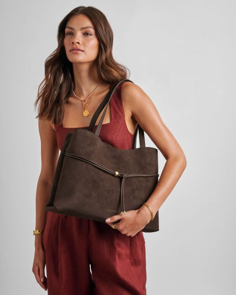Katie Loxton Lori Chocolate Suede Tote Bag