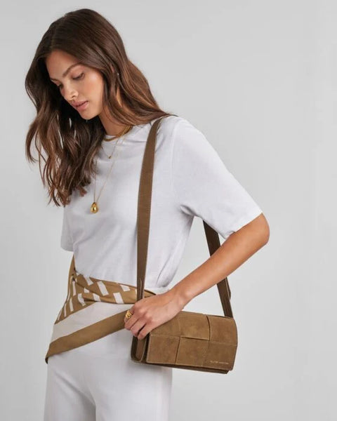 Katie Loxton Taya Caramel Suede Crossbody Bag