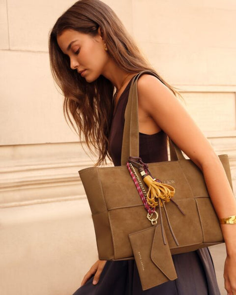Katie Loxton Taya Caramel Hand Woven Suede Tote Bag