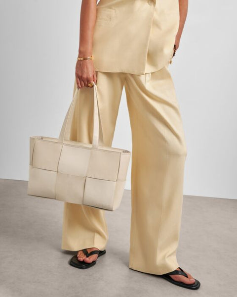 Katie Loxton Taya Off White Hand Woven Suede Tote Bag