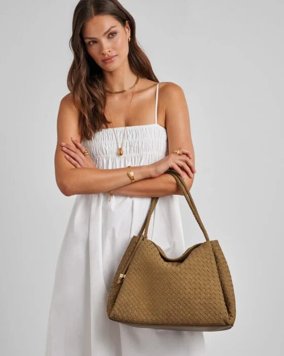 Katie Loxton Nova Caramel Hand Woven Suede Large Shoulder Bag