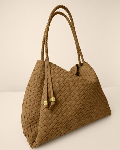 Katie Loxton Nova Caramel Hand Woven Suede Large Shoulder Bag