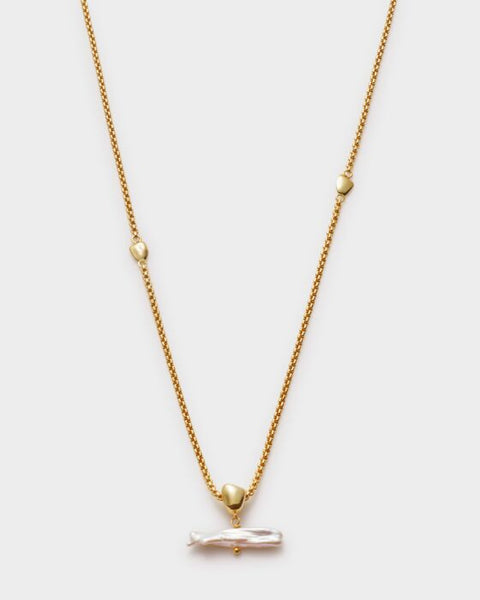 Katie Loxton Sol Pearl Bar Waterproof Gold Necklace