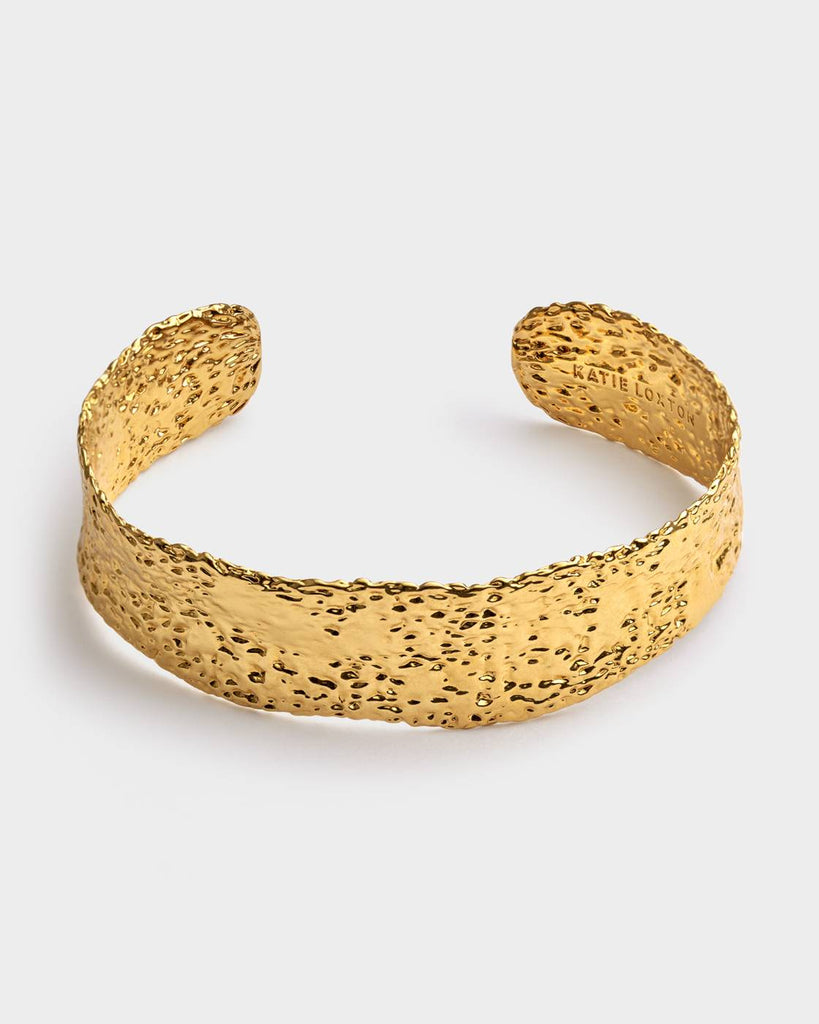 Katie Loxton Luxe Lock Textured Gold Bangle