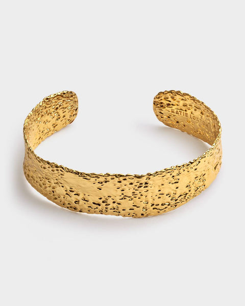 Katie Loxton Luxe Lock Textured Gold Bangle
