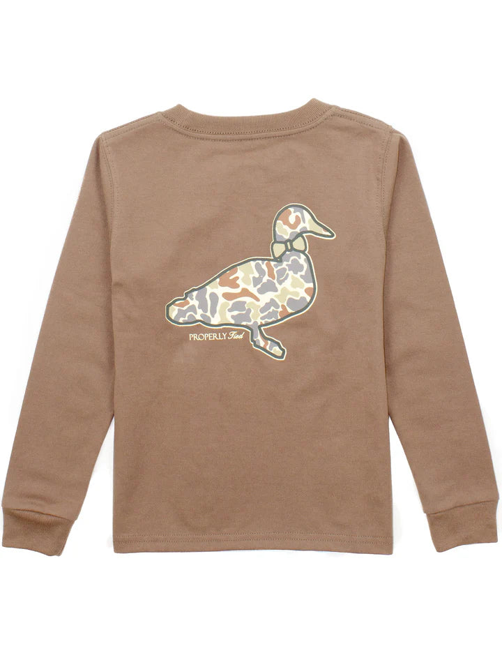 Properly Tied Boys Field Camo Logo LS Top